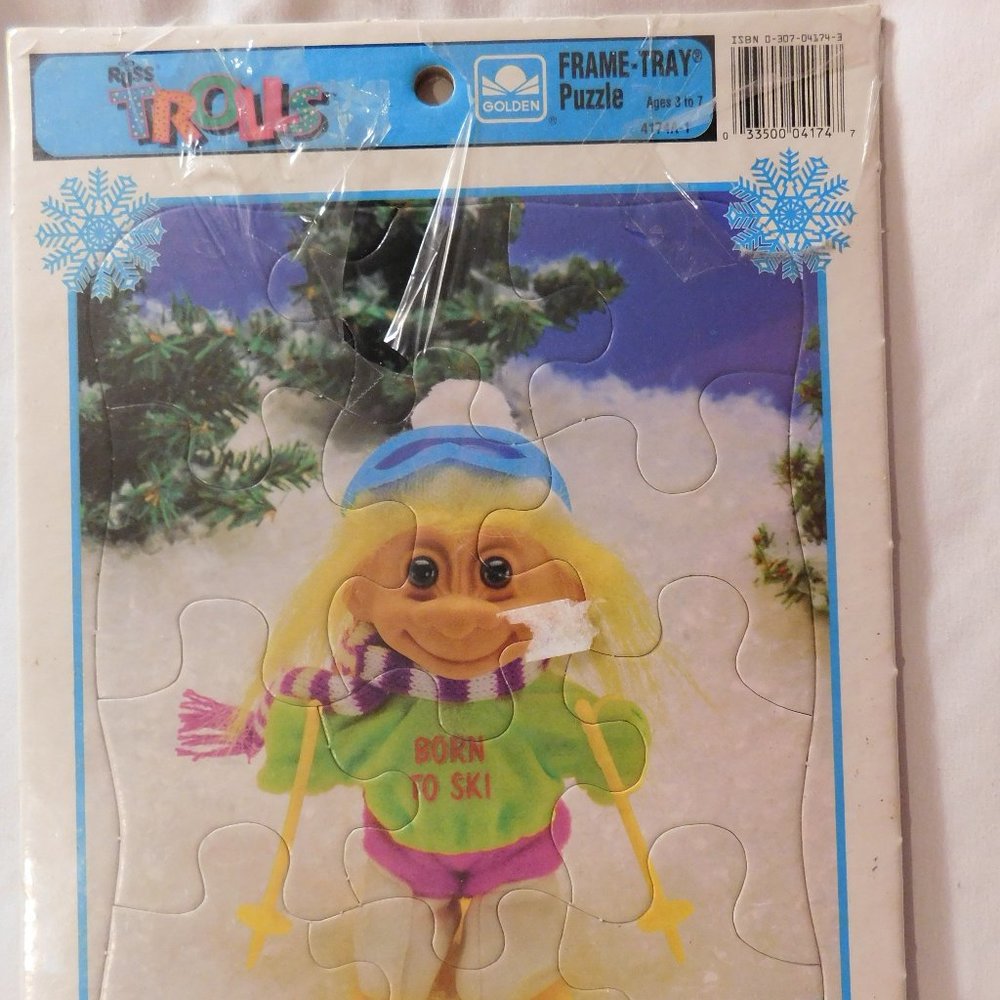 Trolls Born to Ski Frame Tray Puzzle by Russ Berrie Vintage 1992